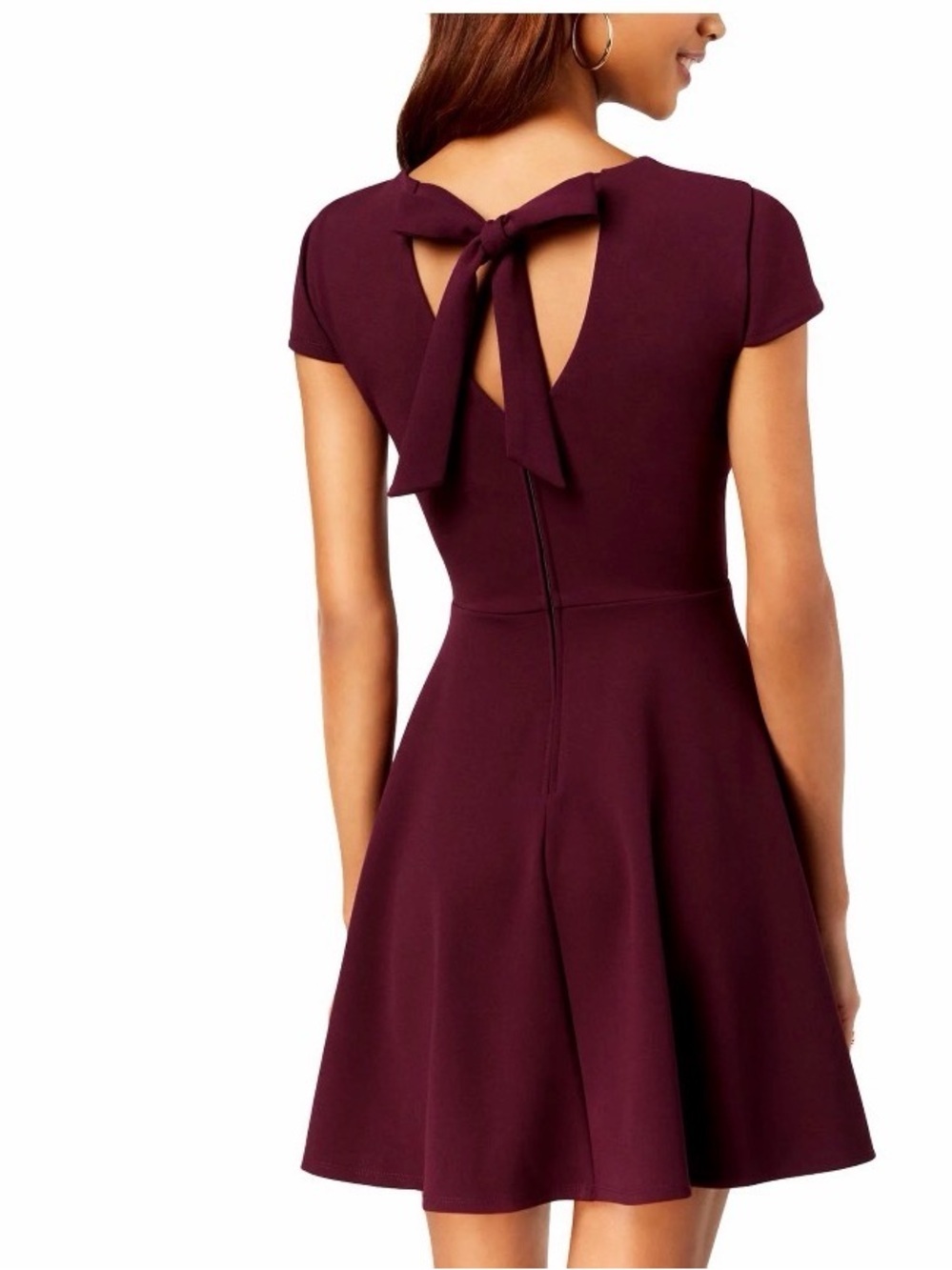 B Darlin V-Neck Short Sleeve Skater Dress Fit and Flare Purple Raisin SZ 12 Mini